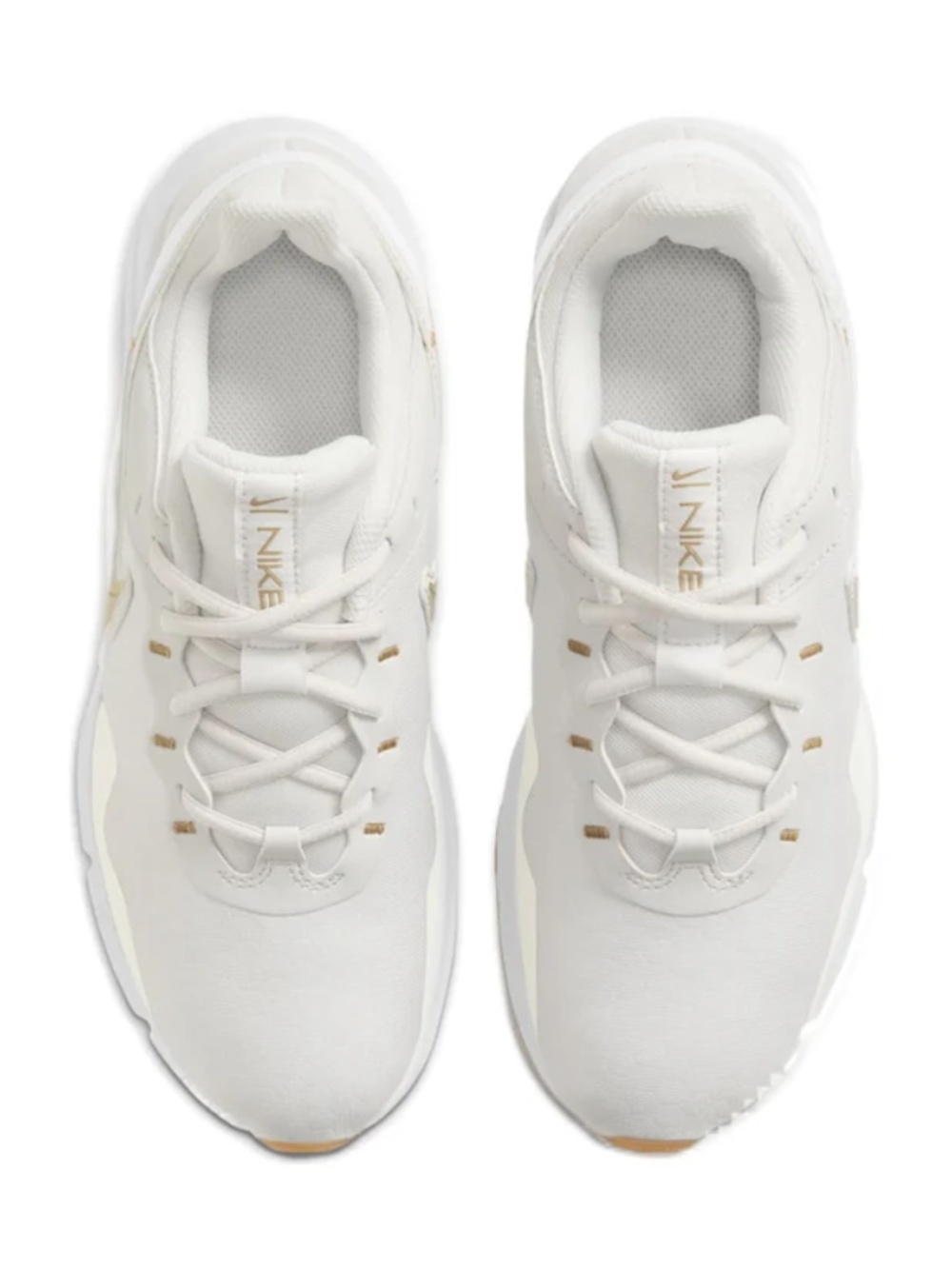 Nike~Legend Essential 2~White with Gold Swoosh~Size 5